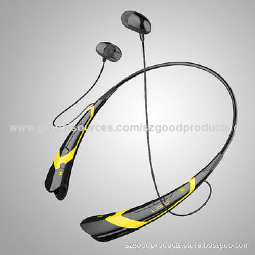 Stereo Bluetooth headphones with Flex Neck Strap and magnetic ear buds, support apt-X technology